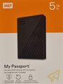 WD My Passport Festplatte, 5 TB HDD, 2,5 Zoll, extern, Schwarz NEU OVP 19% Mwst