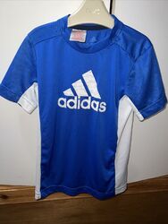 Adidas T Shirt Boys Age 7-8 Years Tshirt Sleeved Blue Training Top Short Sleep