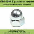 M6 DIN 1587 Hutmuttern verzinkte Sechskantmuttern hohe Form Stahl Hoch 20-500 St