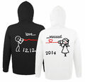 Partner Paar Hoodie Set Hearing Love You mit WUNSCHDATUM Pullover King Queen Fun