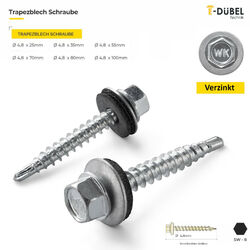 Trapezblech Schrauben Bohrschrauben selbstbohrend Dichtscheibe Dach 25 - 100 mm