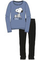 The Peanuts Snoopy Schlafanzug für Damen - Pyjama Set Langarm Oberteil mit Hose