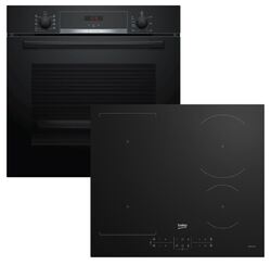 Herdset Bosch Backofen mit Beko Induktionskochfeld PowerBoost - autark, 60 cm