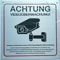 Achtung Videoüberwachung  Schild Alu , o h n e  Schrauben, selbstklebende Rücks.