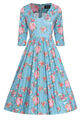 Dolly & Dotty «BILLY KNIT» 50s Retro Floral ROSES Swing DRESS Kleid Rockabilly