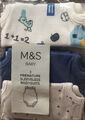 M&S Baby Pack 3 ärmellose Bio Baumwolle verfrüht bis zu 4 Pfund ~ Bodysuits