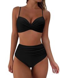 Elegantes Damen Wickel-Bikini-Set mit Push-Up und High Waist