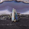 Edel Opal Ring, 925 Silber, Edelsteinring (23731), mit Boulder Opal und Brillant