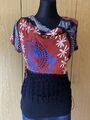 Desigual Kurzarm Shirt Schwarz Bunt Gr. 36 Neu