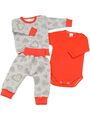 Mädchen Baby 3tlg Set Sweatshirt Hose Body Sportanzug Grau Rot Gr 56 86 98 Neu