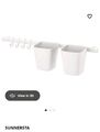 IKEA SUNNERSTA Wandhängeschiene 3 Utensilienbehälter & 5 Haken weiß 22724