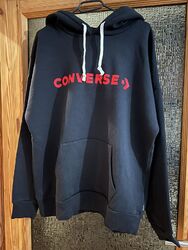 Converse Pullover Hoodie Sweater *limitiert* schwarz  mit Logo-Applikation Gr. L