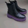 Tamaris Damen Chelsea Boots,Stiefelette,Fußbett,Black/Purple,Gr. 39, WIE NEU