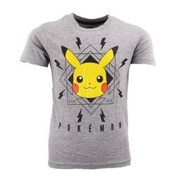 Pokemon Pikachu Kinder T-Shirt Kurzarm Shirt Baumwolle 110 bis 152 Grau Schwarz