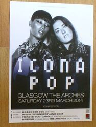 Icona Pop concert poster - Glasgow 2014 live music show tour —- gig memorabilia.