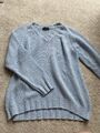 bruno manetti - hellblauer damen strickpullover mit v-ausschnitt gr. M