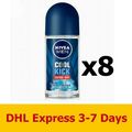 8x50ml NIVEA MEN COOL KICK Anti-Transpirant Roll-On Deo Beauty Körperpflege