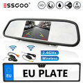 ESSGOO 4.3 Zoll LCD Rückspiegel Monitor + Kennzeichen Halter Funk Rückfahrkamera