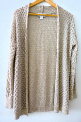 Strickjacke, Cardigan Ajourstrick, beige, lang AMY VERMONT Gr.: 40