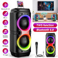 Bluetooth 5.0 Lautsprecher Subwoofer Musikbox Boombox Party LED mit Mikrofon