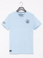 Camp David Herren V-Shirt mit kleinen Rubber Prints summer blue CB2407-3001-32