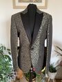 Zara Man Gold Schwarz Brokat Leopard Blazer Jacke Smoking Herren Glänzend Smoking Gr. 38