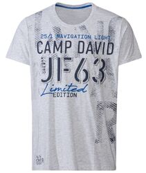 Camp David® T-Shirt mit Logo Artworks, grau, Gr. M, CU2255-3633-42 - NEU