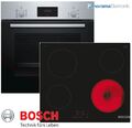 Herdset Autark 3D Einbaubackofen BOSCH + Glaskeramik Kochfeld 60cm TouchControl