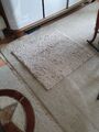 Quadratischer Shaggy Hochflor Langflor Läufer Teppich Einfarbig Beige