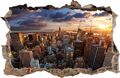 WANDAUFKLEBER Loch in der Wand 3D City NEW YORK NY Dekor Aufkleber Wandtattoo 31