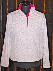 Damen Schöffel Ski Shirt Unterzieher ,weiß/grau, Innenkragen pink Gr. 46