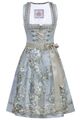 Midi Dirndl Kimberly eisblau/warm silver 2tlg 58cm Jacquard floral edel 36-46