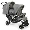 Chic 4 Baby Geschwisterwagen Duo + Tragetasche & Regenhaube grau-weiß TOP