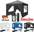 Pavillon 3x3m Faltpavillon Stabil Wasserdicht Anti-UV Pavillion Partyzelt Stabil