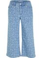 Komfort-Stretch-Jeans-Culotte bedruckt Gr. 38 Hellblau Denim Weiss Damenhose Neu