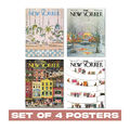 Das New Yorker Vintage Magazin Cover Set mit 4 Postern - Retro Magazin Wandkunst