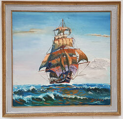 Wunderschönes Ölgemälde mit Rahmen Malerei Oil Painting Schiff Seefahrt Meer