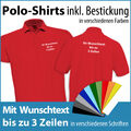 Poloshirt, Polohemd mit Namen oder Wunschtext auf Brust und Rücken bestickt