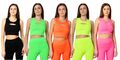 Sport Oberteile Damen Crop Top T-Shirt Neon Gym Yoga Laufen BLV50-324