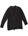 EDDIE BAUER Damen Strickjacke Pullover UK 14 Large schwarz Merinowolle CD03