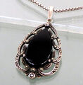 Onyx Silber Anhänger ° ART DECO STIL ° MARKASITEN ° 925 STERLING SILVER + KETTE