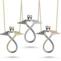 Unendlichkeit Collier Zirkonia Engel-Flügel ANHÄNGER HALS-KETTE 925 Silber  Set