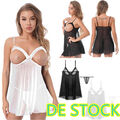 DE~Damen Sexy Erotik Dessous Durchsichtig Nachtkleid Babydoll Sissy Reizwäsche