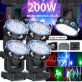 4x 200W RGBW Laser Moving Head RGB LED Strobe Beam Zoom Bühnenlicht DMX DJ Party