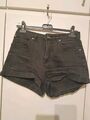 Jeans-Shorts Damen Hotpants kurze Hose grau-schwarz L