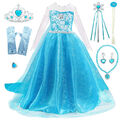 Eiskönigin Prinzessin Elsa Kleid Frozen Kostüm Eisprinzessin Set aus 4 Zubehör