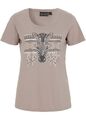 Neu Shirt mit Statement Print Gr. 36/38 Taupe Bedruckt Damenshirt Bluse Oberteil