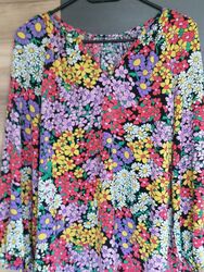 Damen Bluse Tunika Hemd Shirt  Bunt Floral Blumen.  Gr. M/L. TIP-TOP!