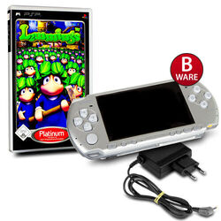 PSP KONSOLE 3004 SLIM & Lite in SILBER #33B +original Ladekabel + Spiel LEMMINGS