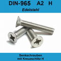 M6 DIN 965 Senkschrauben mit Kreuzschlitz A2 Edelstahl H Senkkopf-Schraube M6x